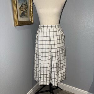 Vtg 60s (?) Womans Linen Moygashel Box Pleat Midi Skirt Small Plaid Norman Baker